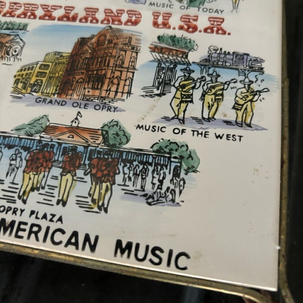 Opryland U.S.A. Home Of American Music Vintage 6”x6” Ceramic Tile Pot Holder - Picture 2 of 9